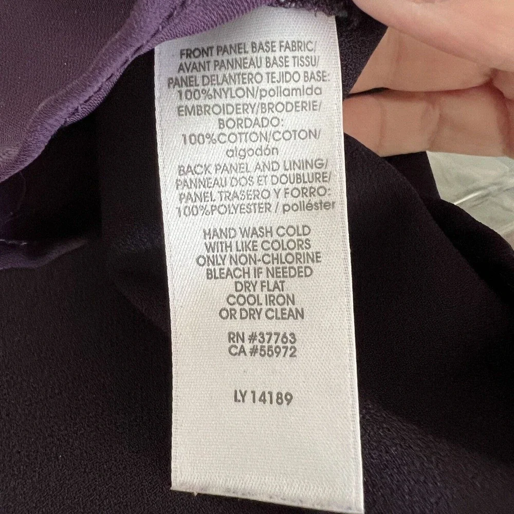 Laundry by Shelli Segal Purple Lace Overlay Sleeveless Keyhole Back Top - Size 2 - Picture 6 of 7